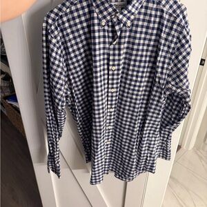 Peter Millar Blue and White Checkered Dress Shirt